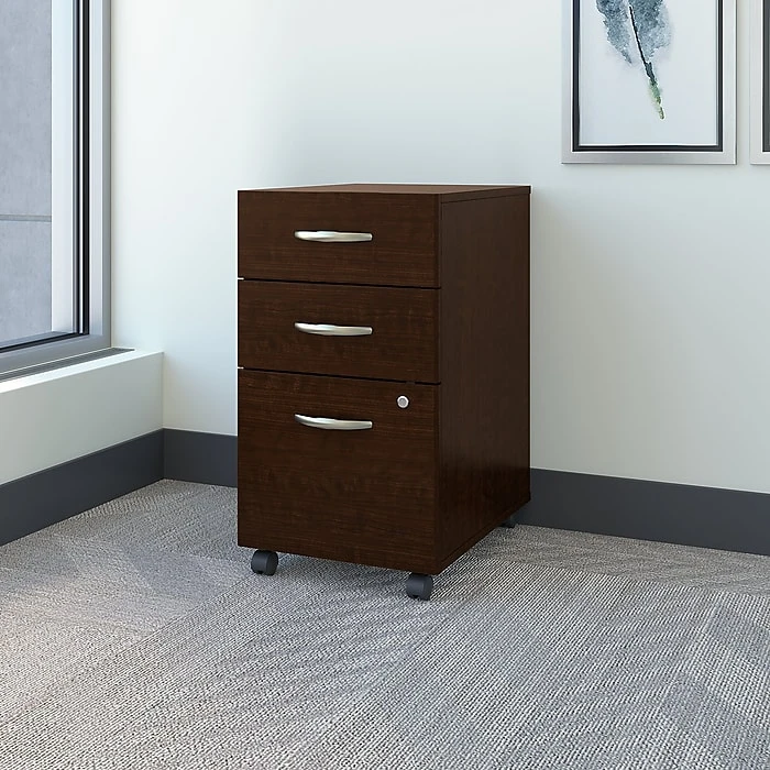 Bush Business Furniture Westfield 3 Drawer Mobile File Cabinet, Mocha Cherry (WC12953) 2 Bush Business Furniture Westfield 3 Drawer Mobile File Cabinet, Mocha Cherry (WC12953) - Image 2