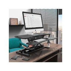 VersaDesk PowerPro 36"W Electric Sit To Stand Desktop Converter With Keyboard Tray & USB Port, Black (SP7643624-00-01) -Staples Department Store sp50988096 sc7 3