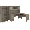 Bush Furniture Somerset 72W 3 Position Sit To Stand L Shaped Desk With Hutch And Bookcase, Ash Gray (SET017AG)