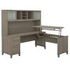 Bush Furniture Somerset 72W 3 Position Sit To Stand L Shaped Desk With Hutch, Ash Gray (SET015AG)