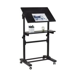 Mount-It! Mobile Portable Podium And Presentation Lectern, Height Adjustable Multi-Purpose Standing Desk Workstation (MI-7941)