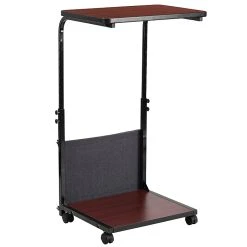 Flash Mobile Sit-Down/Stand-Up Computer Desk W/Removable Pouch, Adjust From 27'' To 46.5'', Mahogany