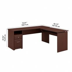 Bush Furniture Cabot 36"-42"H 3 Position L Shaped Sit To Stand Desk, Harvest Cherry (CAB050HVC) -Staples Department Store sp85005907 sc7