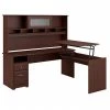 Bush Furniture Cabot 36"-42"H 3 Position L Shaped Sit To Stand Desk With Hutch, Harvest Cherry (CAB052HVC)