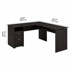 Bush Furniture Cabot 36"-42"H 3 Position L Shaped Sit To Stand Desk, Espresso Oak (CAB043EPO) -Staples Department Store sp85005989 sc7