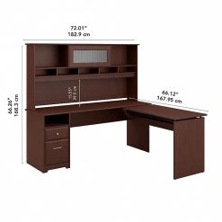 Bush Furniture Cabot 36"-42"H 3 Position L Shaped Sit To Stand Desk With Hutch, Harvest Cherry (CAB052HVC) -Staples Department Store sp85006067 sc7