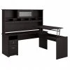 Bush Furniture Cabot 36"-42"H 3 Position L Shaped Sit To Stand Desk With Hutch, Espresso Oak (CAB052EPO)