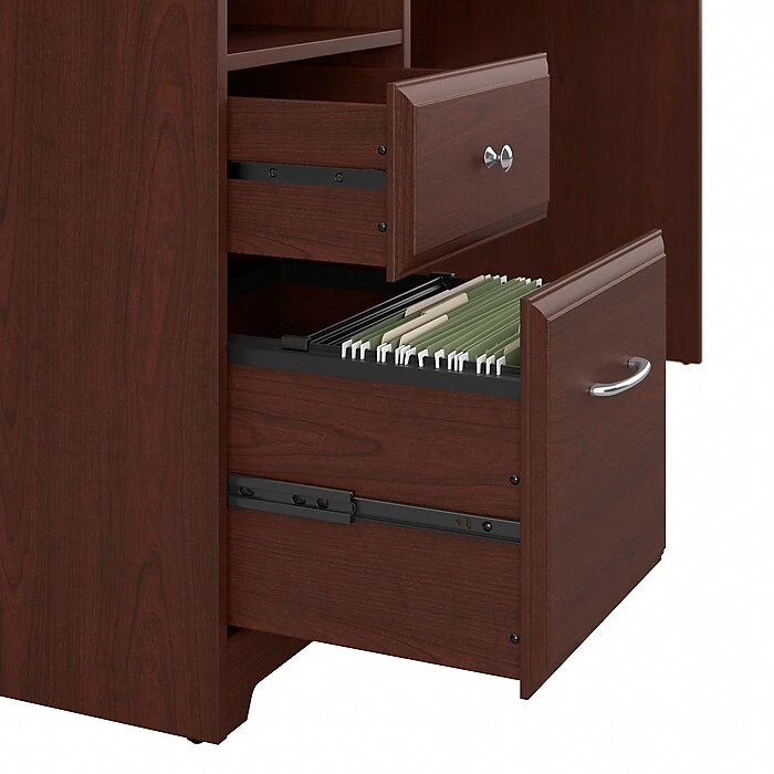 Bush Furniture Cabot 36"-42"H 3 Position L Shaped Sit To Stand Desk With Hutch, Harvest Cherry (CAB045HVC) 7 Bush Furniture Cabot 36"-42"H 3 Position L Shaped Sit To Stand Desk With Hutch, Harvest Cherry (CAB045HVC) - Image 7