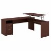 Bush Furniture Cabot 36"-42"H 3 Position L Shaped Sit To Stand Desk, Harvest Cherry (CAB050HVC)