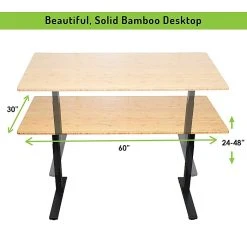 Uncaged Ergonomics Rise Up Electric Adjustable Height Standing Desk With Natural Bamboo Desktop Gray Frame, Black Desktop (RUbb) -Staples Department Store sp85105378 sc7