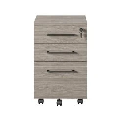 Ameriwood Parkside 3-Drawer Lateral File Cabinet, Mobile, Letter/Legal, Light Brown Oak, 15.75" (9558848COM)